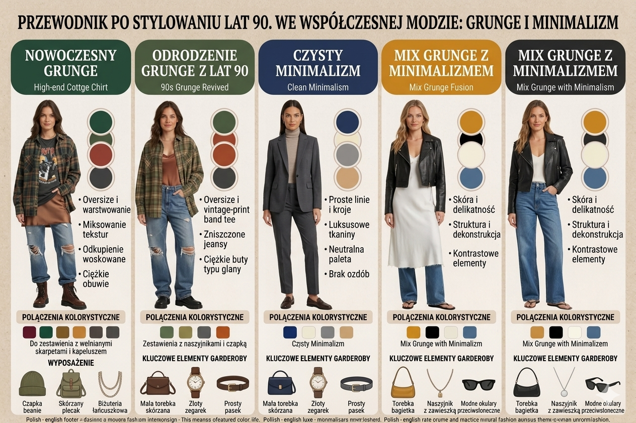 Styl lat 90. w modzie współczesnej, jak nosić grunge i minimalizm